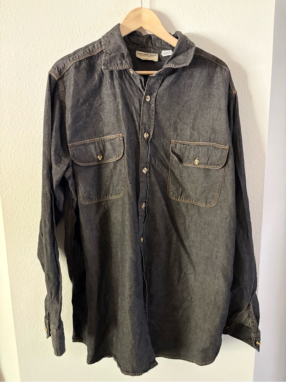 Cotton Denim long sleeve oversized button up Boulder Creek shirt XL